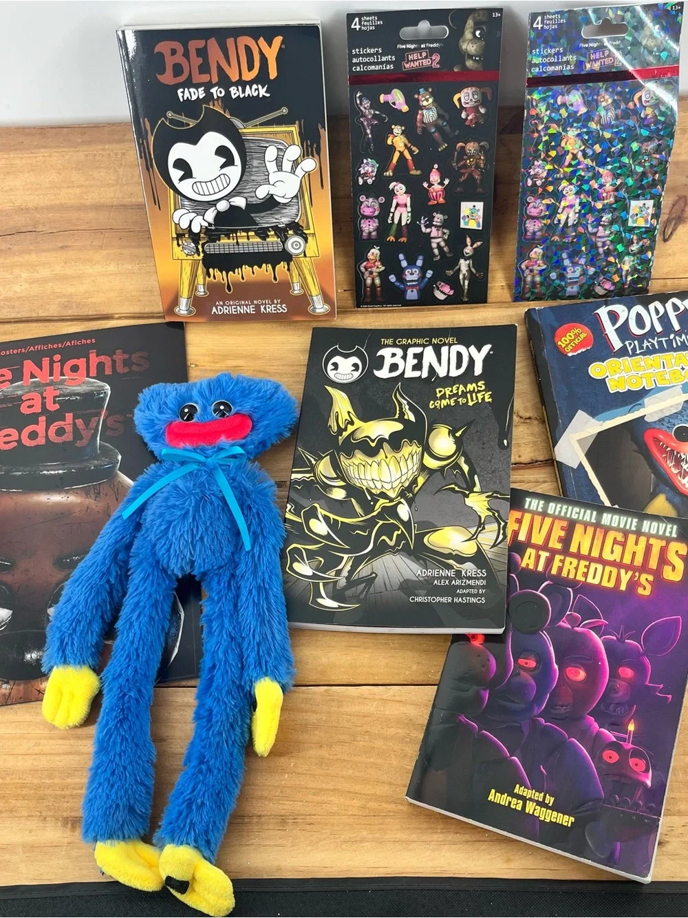 Tween Horror Book Lot With Huggy Wuggy Plush 10” Posters And Stickers